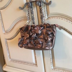 Bronze colored handbag with sequins